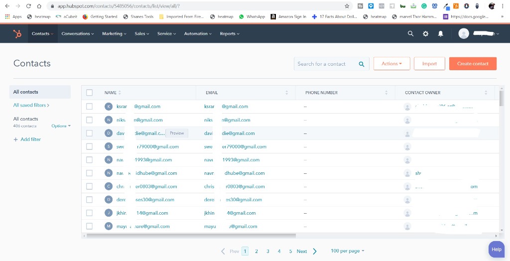 HubSpot Contact Management: 406 Pipeline - Screenshot 2
