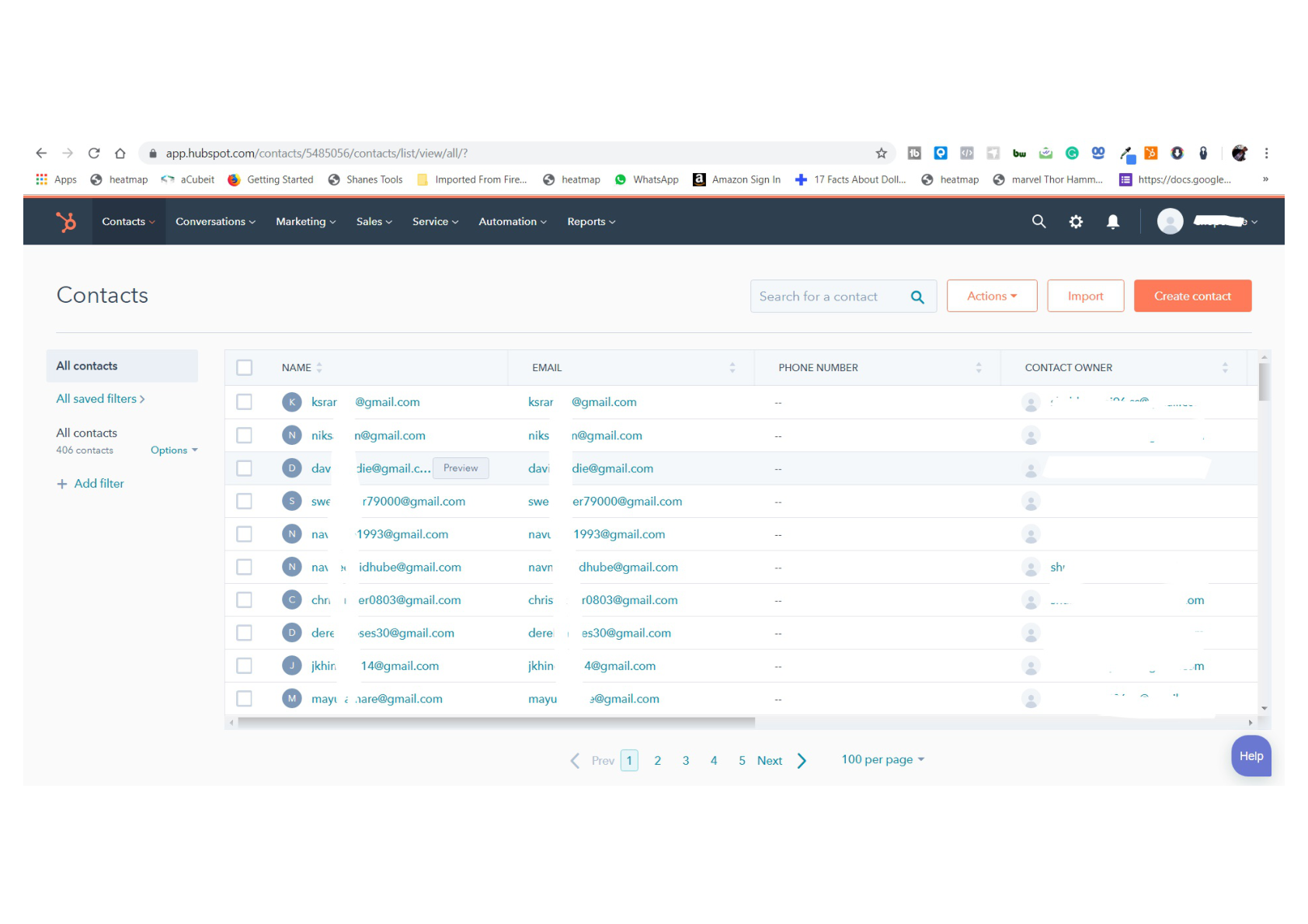 HubSpot Contact Management: 406 Pipeline